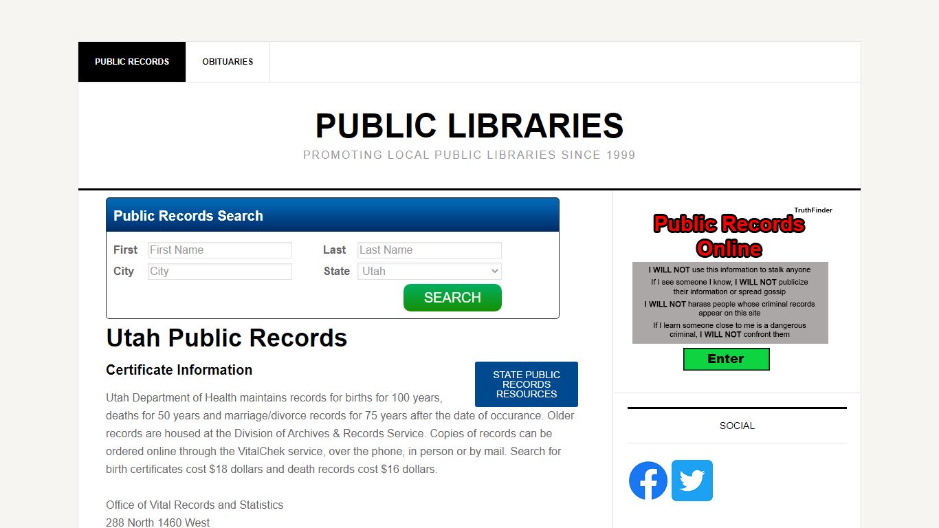 Utah Public Records - Public Libraries